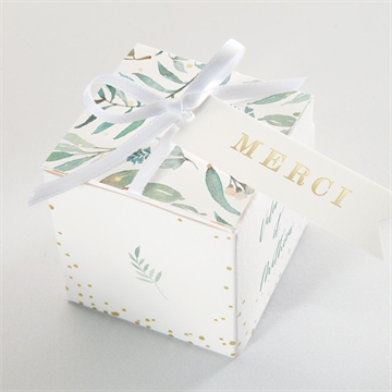 Boîte de dragées mariage délicat dorure - Dessus de la boîte