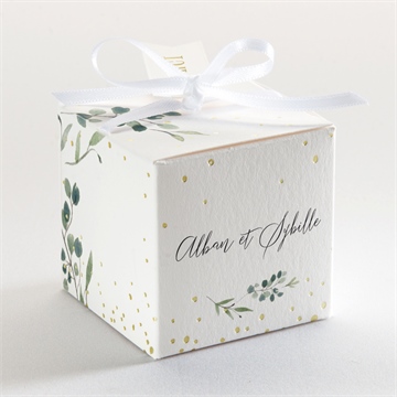 Boîte de dragées mariage bouquet provençal dorure - Dos de la boîte