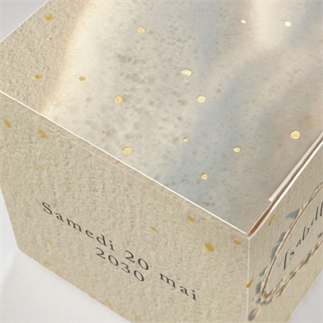 Boîte de dragées mariage dans le sable dorure - Marquage à chaud OR