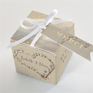 Boîte de dragées mariage dans le sable dorure - Dessus de la boîte