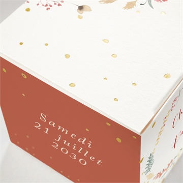Boîte de dragées mariage terre de feu dorure - Marquage à chaud OR