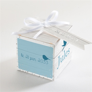 Boîte de dragées baptême noeud et croix dorure
