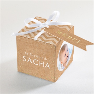 Boîte à dragées dorure - cube