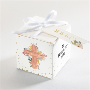 Boîte à dragées dorure - cube