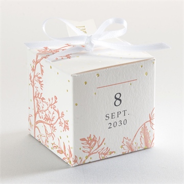 Boîte de dragées baptême gravure gaufrée dorure - Dos de la boîte