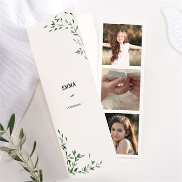 Faire-part communion belle simplicité photomaton