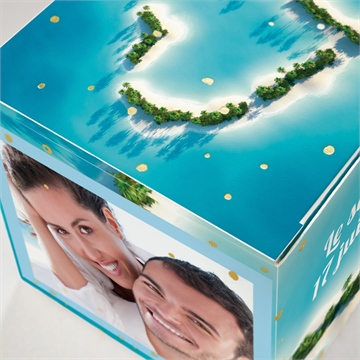 Boîte de dragées mariage eaux turquoises dorure - Marquage à chaud OR