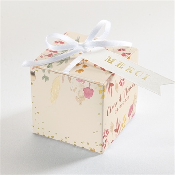 Boîte de dragées mariage élégance champêtre dorure