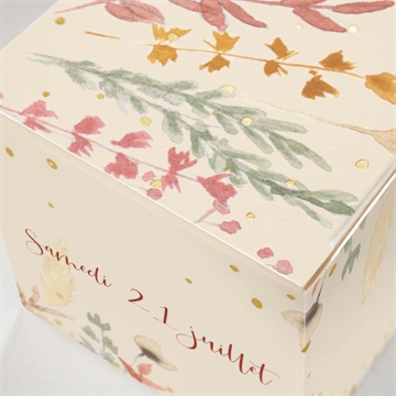 Boîte de dragées mariage élégance champêtre dorure - Marquage à chaud OR