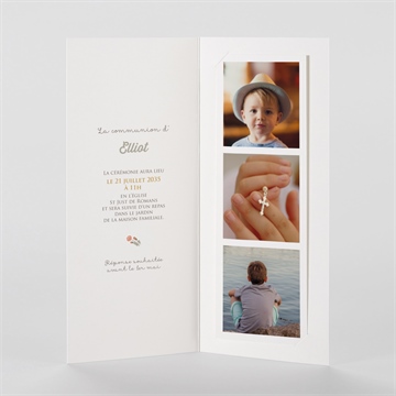 Faire-part communion signature florale photomaton - Intérieur du faire-part