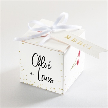 Boîte de dragées mariage art champêtre dorure