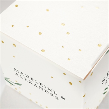 Boîte de dragées mariage a l'ombre de l'olivier dorure - Marquage à chaud OR