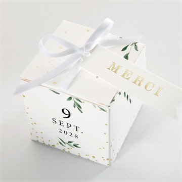 Boîte de dragées mariage a l'ombre de l'olivier dorure - Dessus de la boîte