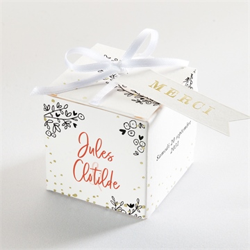 Boîte de dragées mariage douceur champetre dorure