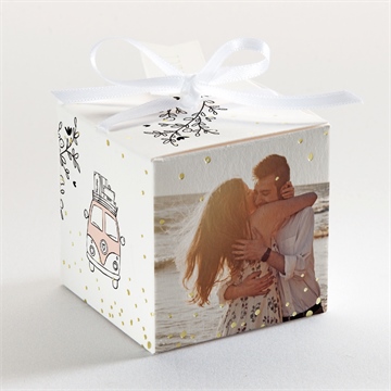 Boîte de dragées mariage douceur champetre dorure - Dos de la boîte