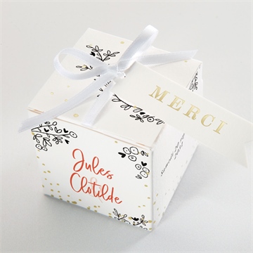 Boîte de dragées mariage douceur champetre dorure - Dessus de la boîte