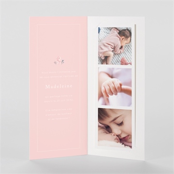 Faire-part naissance graine de fille photomaton - Intérieur du faire-part