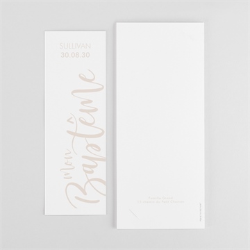 Faire-part de baptême lettre de cuivre photomaton - Dos du faire-part