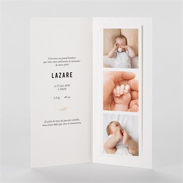 Faire-part naissance belle alcôve photomaton - Intérieur du faire-part