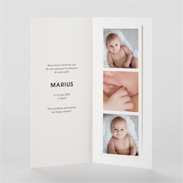Faire-part naissance tendre bisou photomaton - Intérieur du faire-part