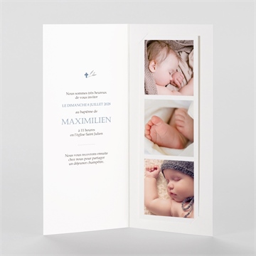 Faire-part de baptême mosaïque de photomaton - Intérieur du faire-part