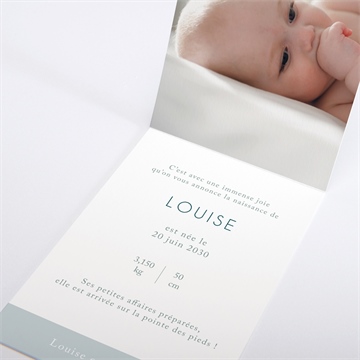 Faire-part naissance apesanteur pli décalé - Intérieur du faire-part