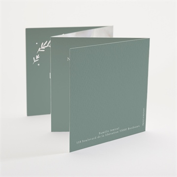 Faire-part naissance végétal vert pastel accordéon - Dos du faire-part