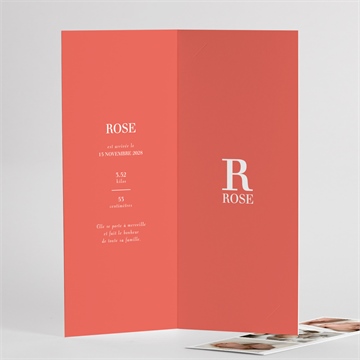 Faire-part naissance mon bébé grenadine photomaton - Intérieur du faire-part