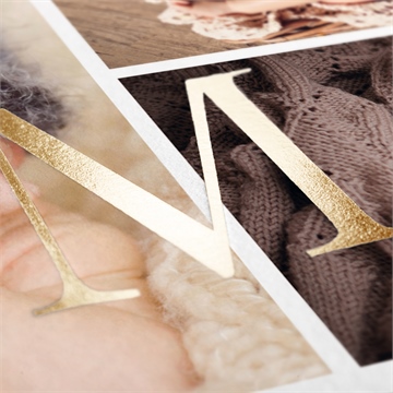 Faire-part naissance 3 délicates photos dorure - Détail du faire-part