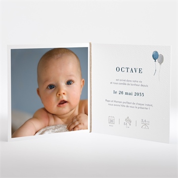 Faire-part naissance petit tipi carré plié - Intérieur du faire-part