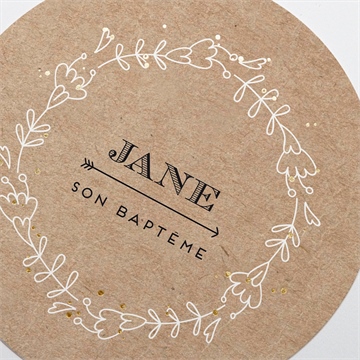 Faire-part de baptême belle histoire sacrée rond - Détail du faire-part