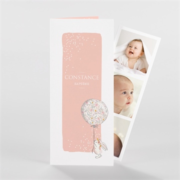 Faire-part de baptême lapin baptême photomaton - Vue d'ensemble