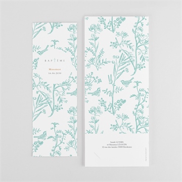 Faire-part de baptême gravure en rond photomaton - Dos du faire-part