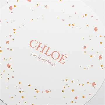 Faire-part de baptême subtil tressage dorure - Détail du faire-part