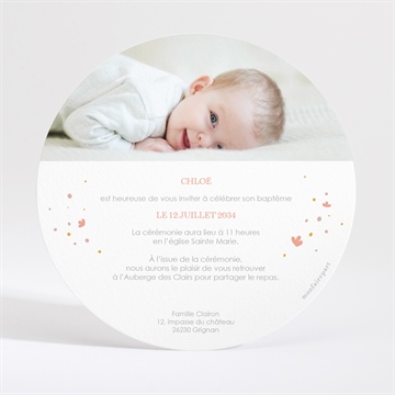 Faire-part de baptême subtil tressage dorure - Dos du faire-part