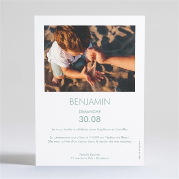 Faire-part de baptême jeu de mots dorure - Dos du faire-part