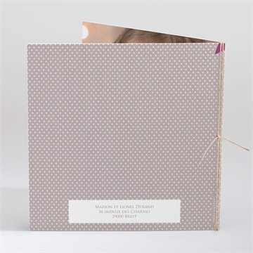 Faire-part de baptême rondeur et douceur carré plié - Dos du faire-part