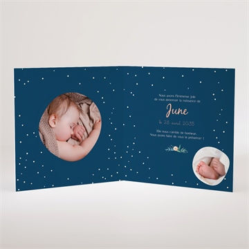 Faire-part naissance belle photo gaufrage - Intérieur du faire-part