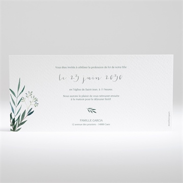 Faire-part profession de foi valeurs - Dos du faire-part