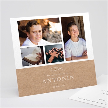 Faire-part profession de foi lumiere et foi