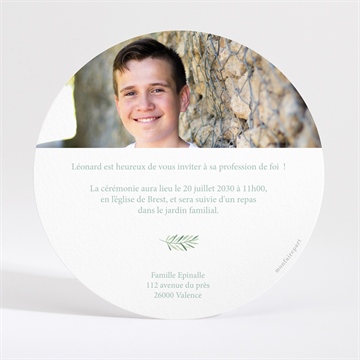 Faire-part profession de foi âme - Dos du faire-part