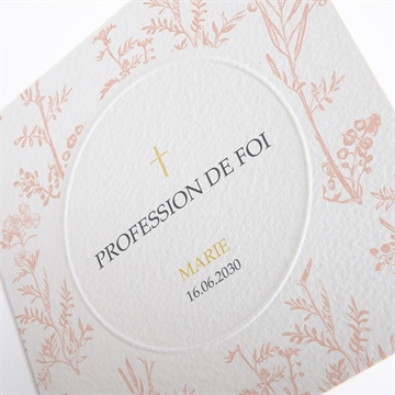Faire-part profession de foi toile de jouy - Détail du faire-part