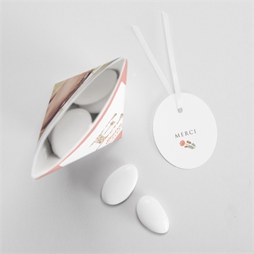 Boîte de dragées baptême initiales à motifs étui - Intérieur de la boîte