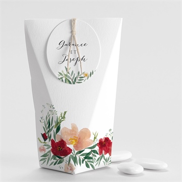 Boîte de dragées mariage jolis coquelicots étui