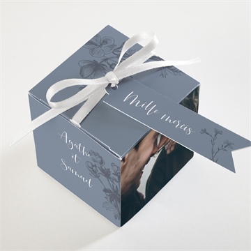 Boîte de dragées mariage dorure sur gravure cube - Dessus de la boîte