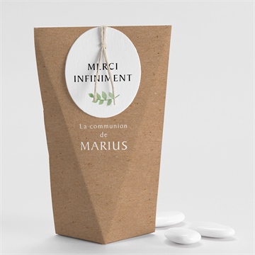 Boîte de dragées communion illustration végétale étui