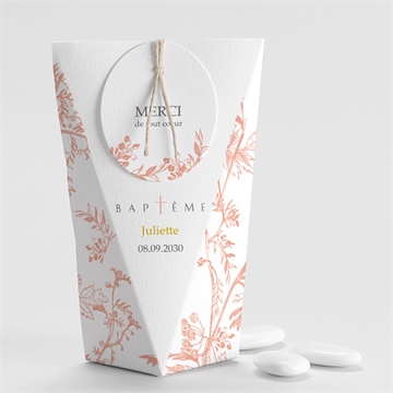 Boîte de dragées baptême motif gravure étui