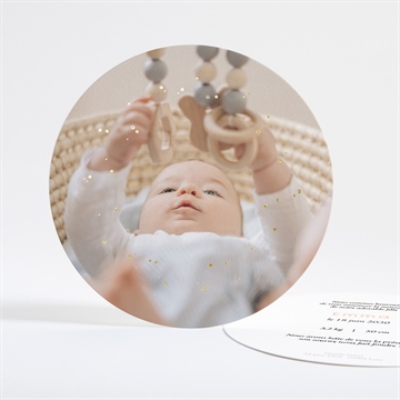 Faire-part naissance be happy dorure