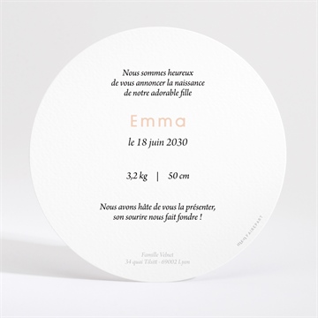 Faire-part naissance be happy dorure - Dos du faire-part