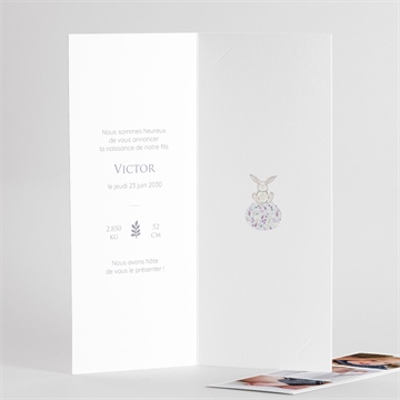 Faire-part naissance mon petit lapin photomaton - Intérieur du faire-part 2